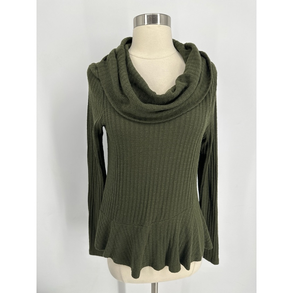 Anthropologie Maeve Ribbed Rayon Cowl Neck long Sleeve Womens Top
